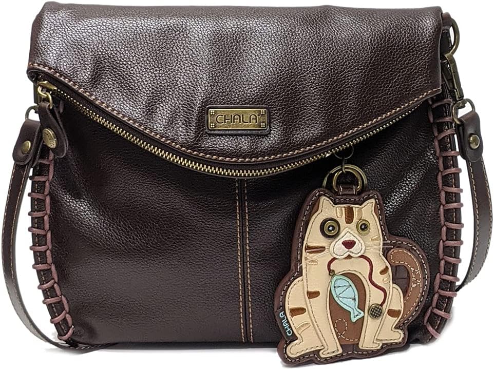 Chala Charming Crossbody Bag Shoulder Handbag With Flap Top and Zipper Black (Dark Brown_ Cat A)