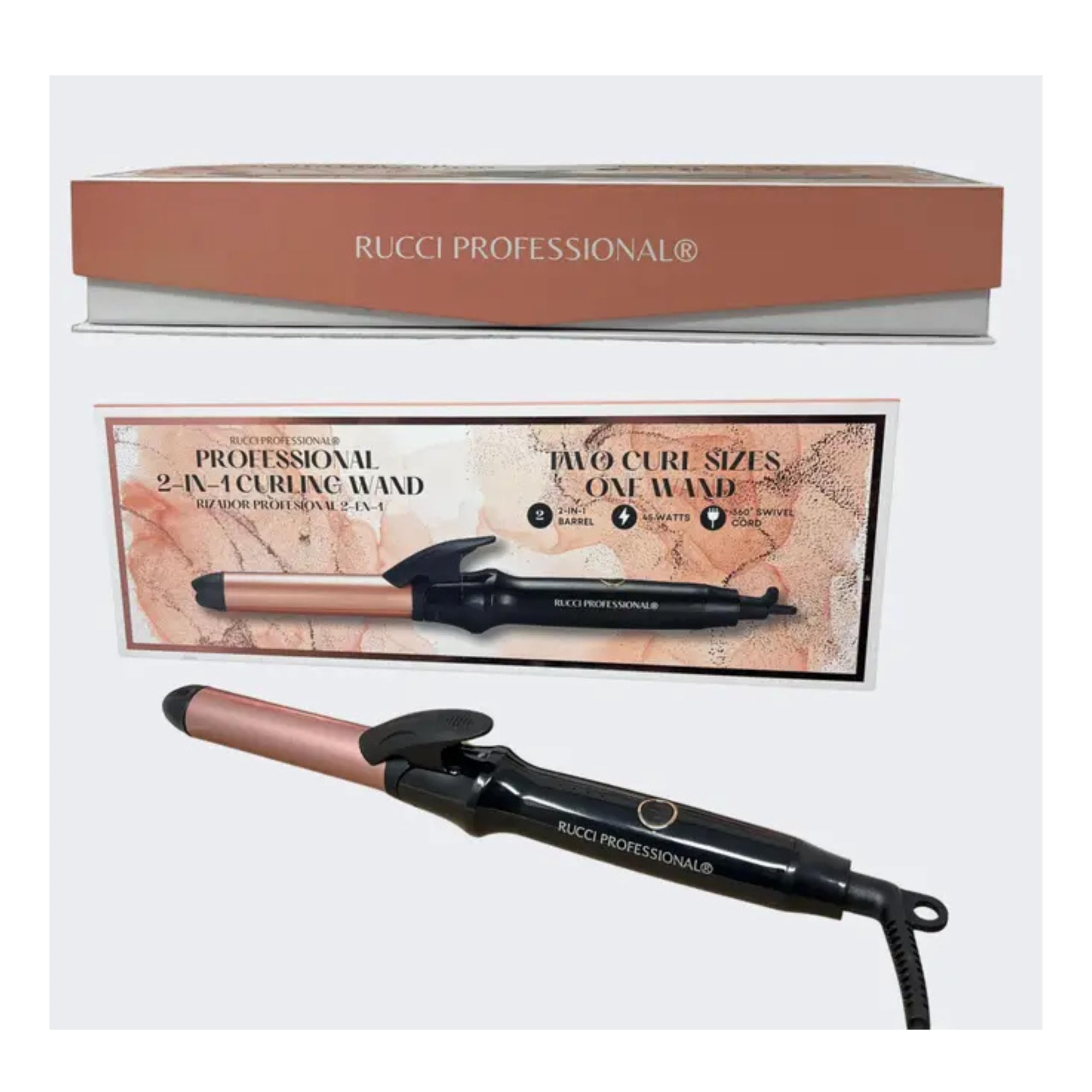 Amazon.com: Rucci Professional 2-in-1 Curling Wand, Two Curl Sizes