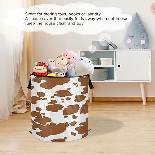 Miniatura 6 de Cesto suministro bolsas de almacenamiento plegables con cremallera para libro Brown Cow Pattern Animal,cestos para ropa sucia