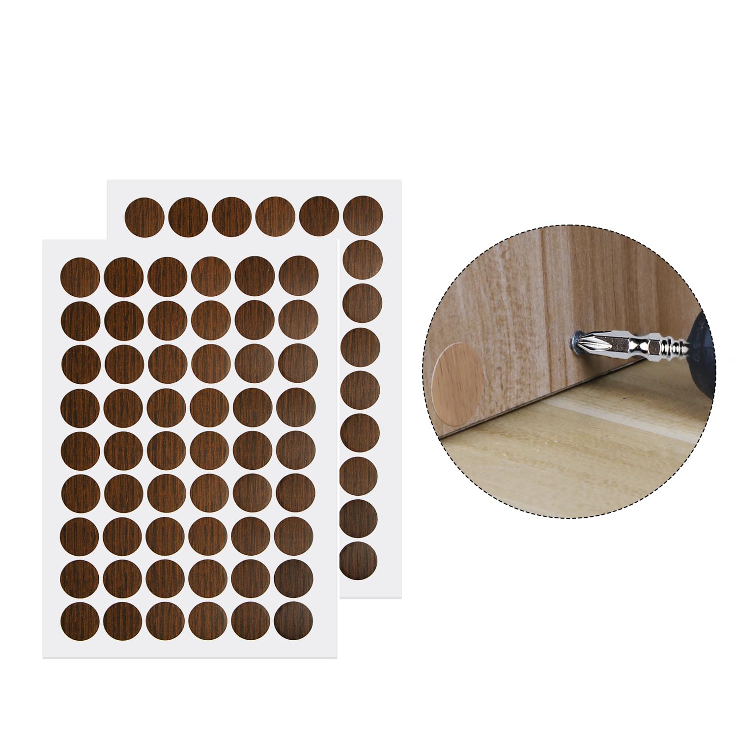 Aopin Screw Hole Stickers PVC Covers Self Adhesive, 21mm Decorative Stickers Screws Covers Caps Great for Wooden Furniture Wardrobe Cabinet Shelf Desk