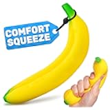Tesorrio Fake Banana Stress Relief Fidget – 6.7 x 1.4 in Soft PU Foam Desk Accessory | Lightweight Squeeze Fidget for Adults | Novelty Office Decor & Relaxation Tool