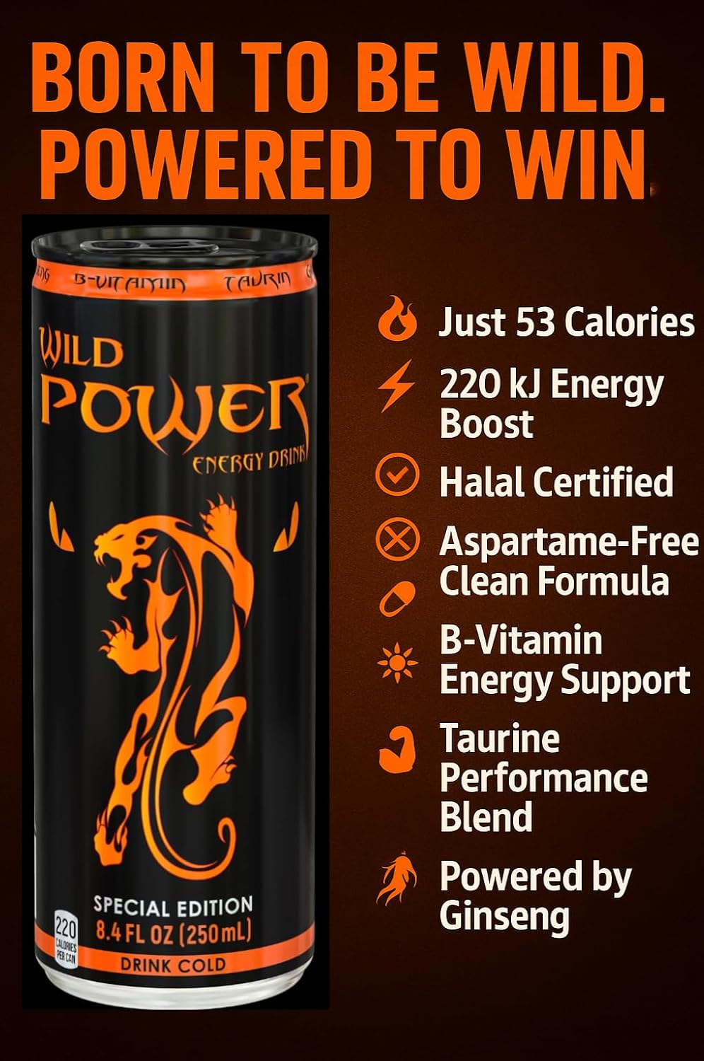 Wild Power Special Edition Energy Drink, 8.4 fl oz (250 mL) Slim Cans, 24 Pack