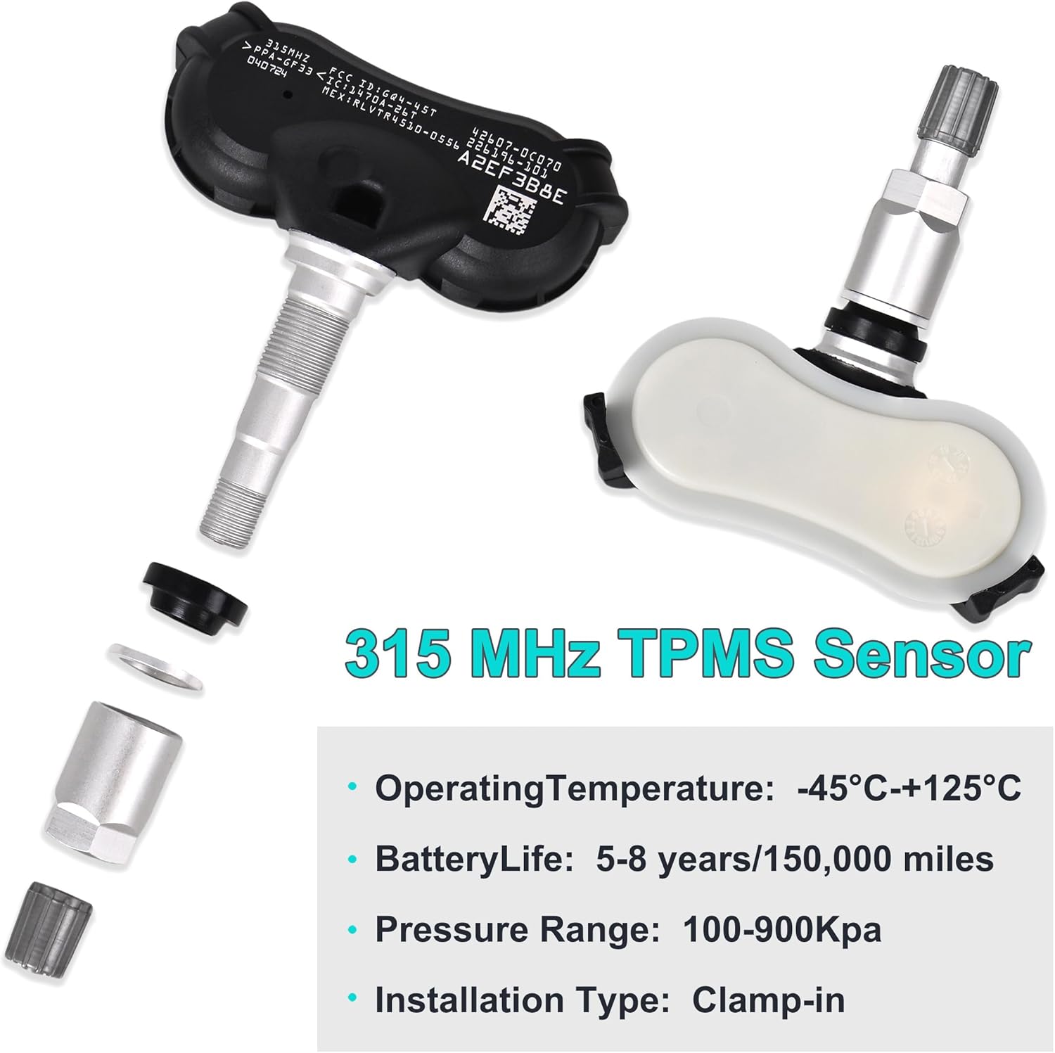 TPMS Tire Pressure Sensor Replacement 315MHz Compatible with Toyota 2008-2017 Sequoia 2007-2020 Sienna 2007-2017 Tundra Replaces# 42607-0C070 42607-0C050（4PCS）