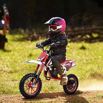 50cc Kids Dirt Bike, 2-Stroke Gas Dirt Bike for Kids, Beach Off Road Gas Mini Motorcycle, Children Mini Dirt Bike, Gas Power Motocross Bike with Front/Rear Dual Disc Brakes, Speed Up to 40KM/H Red