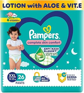 Pampers Complete Skin Comfort Pants, (XXL) 26 Count, Anti-rash blanket, Lotion with Vitamin E & Aloe Vera, Double Extra La... Price In India