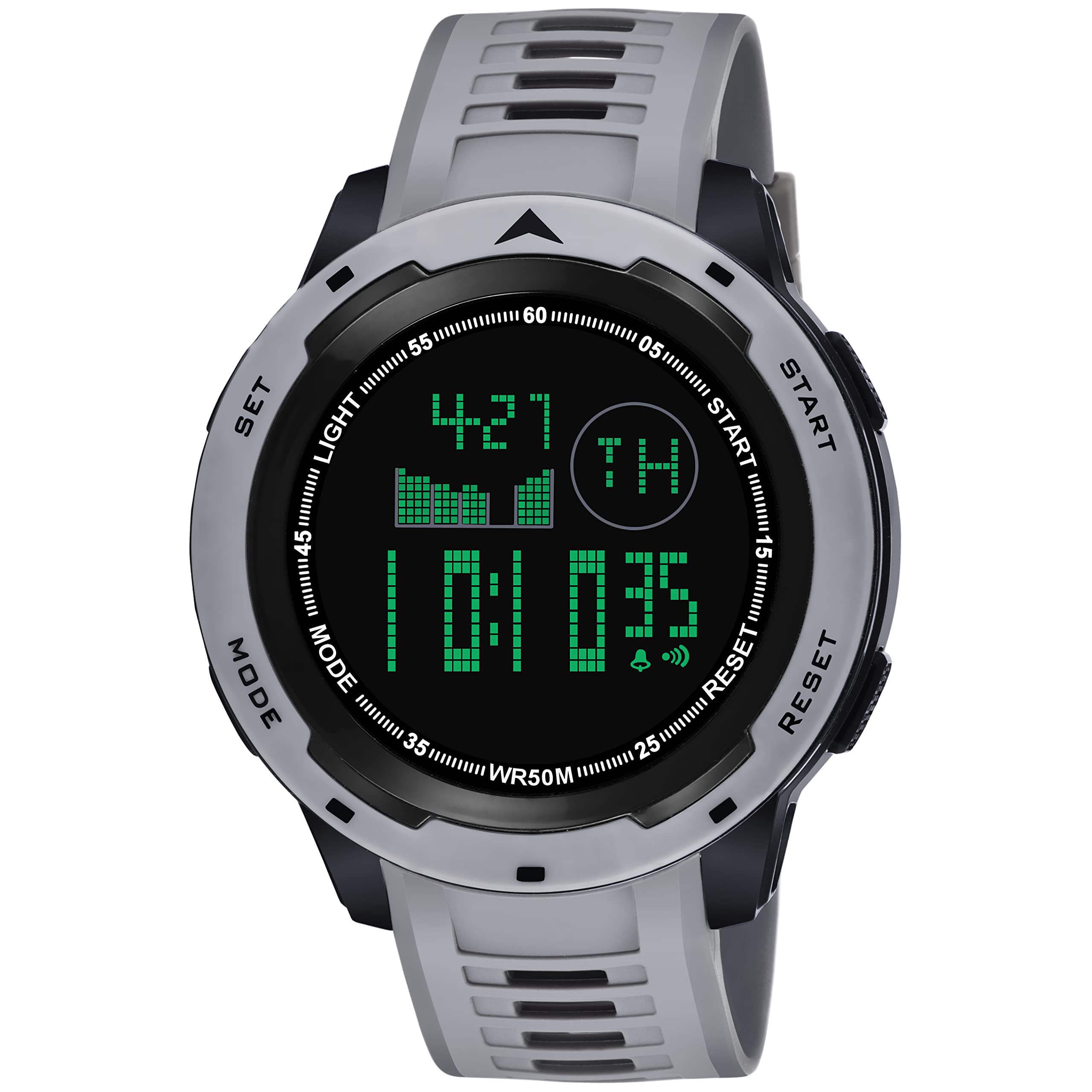 Shocknshop Silicone Led Digital Sports Alarm, Stopwatch, Count Down Multi Functional Watch For Men & Boys Large Face Electronics Military Watch (Grey), Black Dial, Black Band (B0BPMF3B9G) Amazon Price History, Amazon Price Tracker