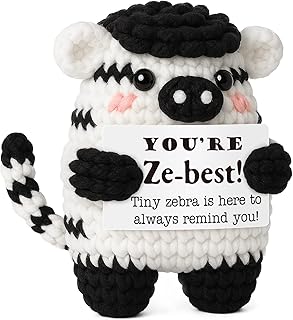 Mini Inspirational Gifts for Women Men, Christmas Thanksgiving Birthday Gifts for Daughter Son Handmade Zebra Positive Crochet Animals for Couples Friends Coworkers Bosses Christmas Stocking Stuffer