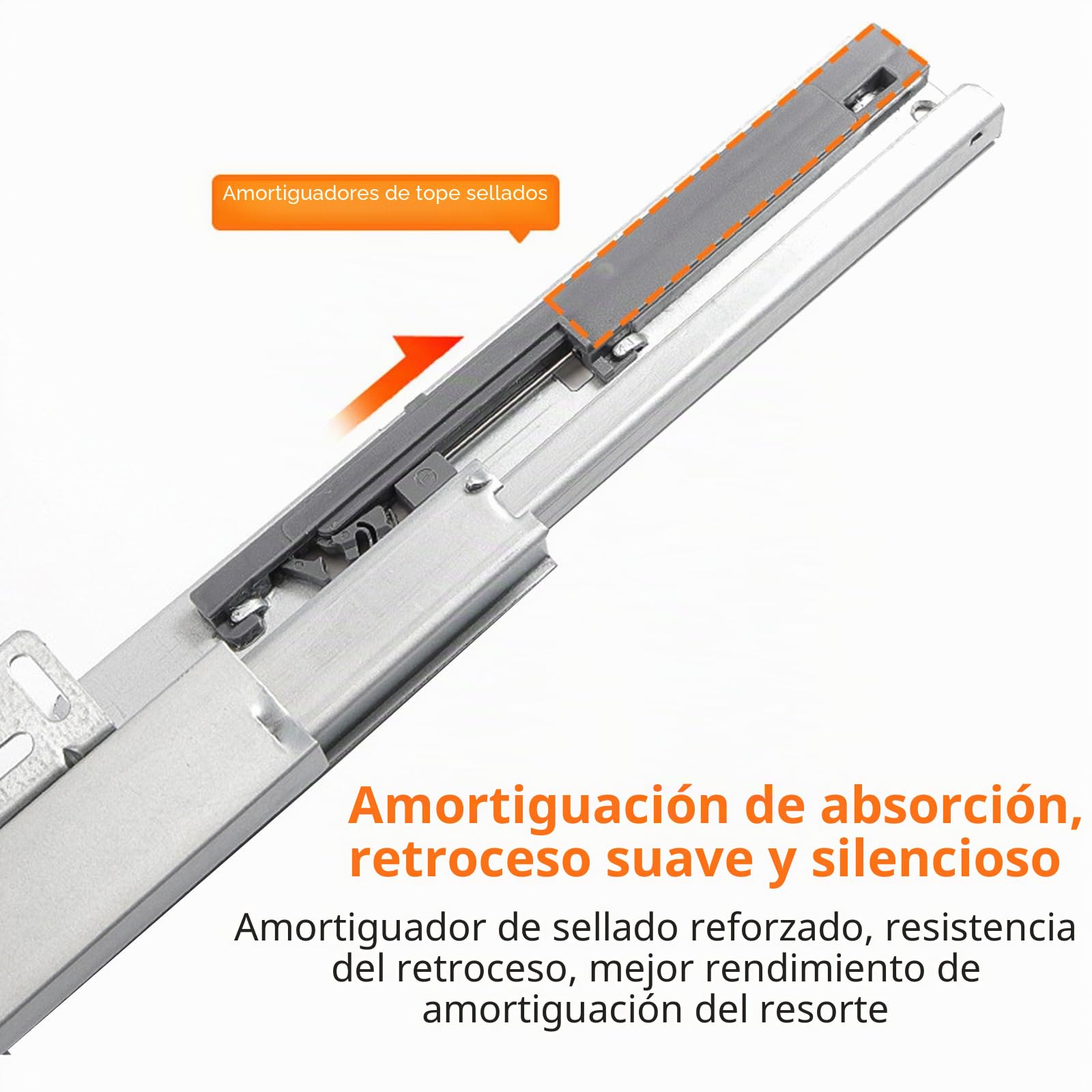 Guías de cajón de montaje inferior, guías de cajón de extracción total con capacidad de carga de 40 kg y amortiguación (55 cm (22 pulgadas))
