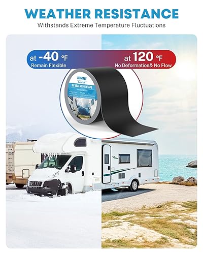Miniatura 9 de Kohree Cinta selladora para RV, 4 pulgadas x 50 pies, cinta de sellado de techo blanca para caravana UV y resistente a la intemperie
