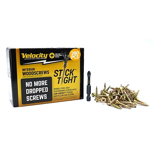 Miniatura 8 de Velocity - Paquete de tornillos para madera para interiores, 75 tornillos de madera, tornillos de acero al carbono con chapado en zinc, incluye 1