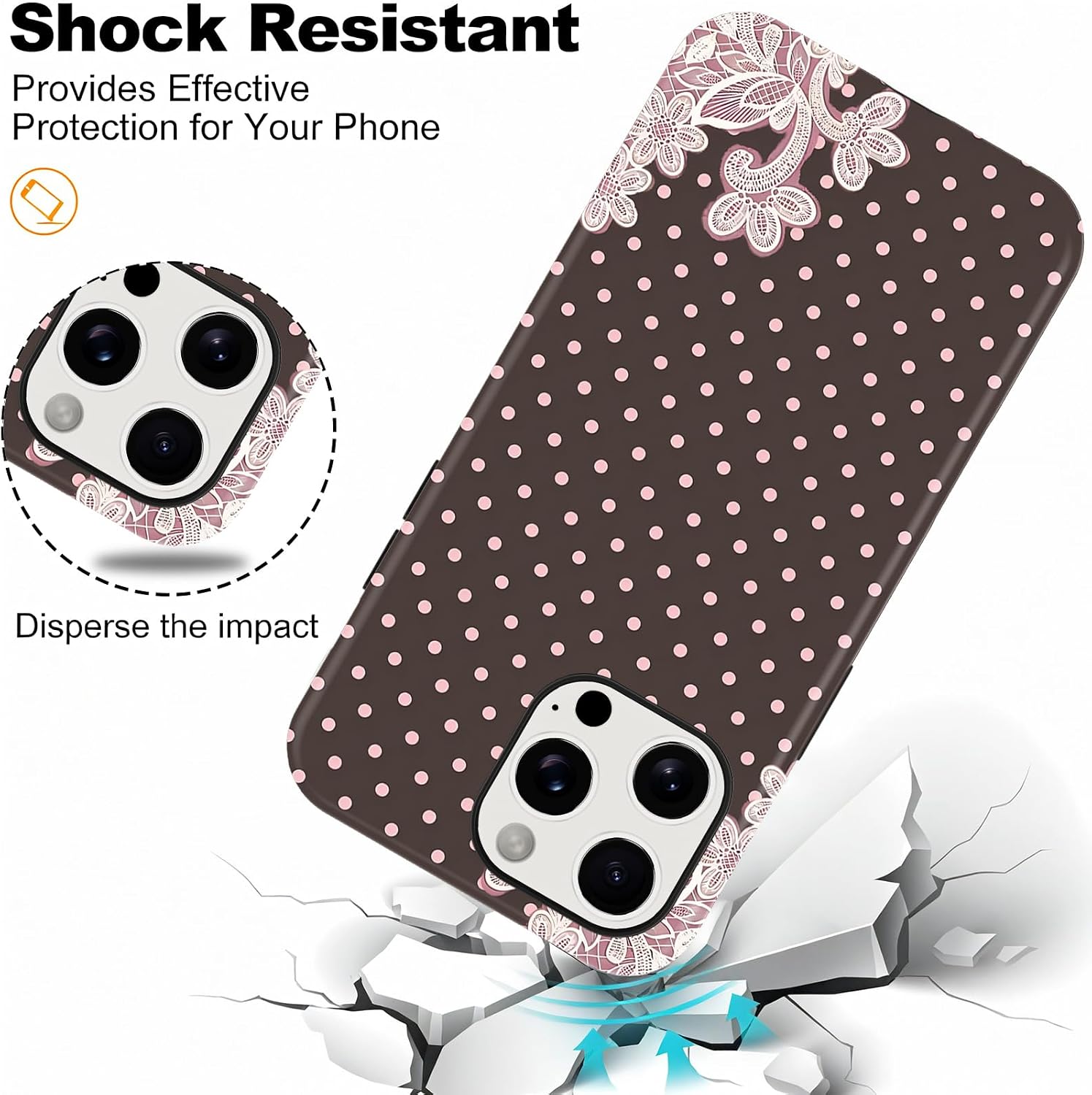 for iPhone 14 Pro Max 6.7"Cute Polka Dot Magnetic Phone Case-Brown image 5