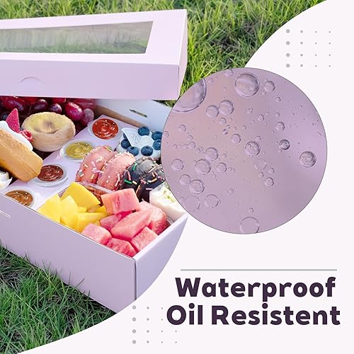 Miniatura 10 de Caja de pastelería marrón a prueba de grasa, 12 juegos, caja de cartón para postres con ventana de 12 x 10 x 2.5 pulgadas, recipientes para comida