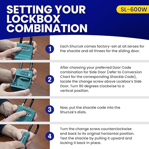 Vista 14 de ShurLok SL-100W candado a combinación de cuatro dígitos azul, SL-200W
