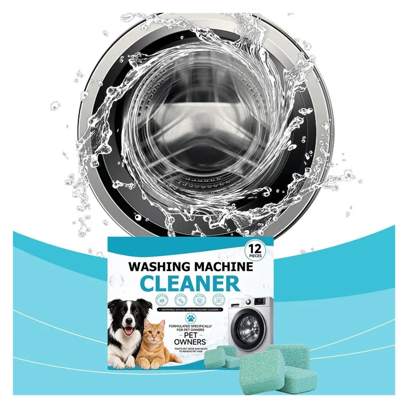 washing machine cleaner tablets Waschmaschinenreiniger-Tabletten gegen Tierhaargeruch(2pcs)