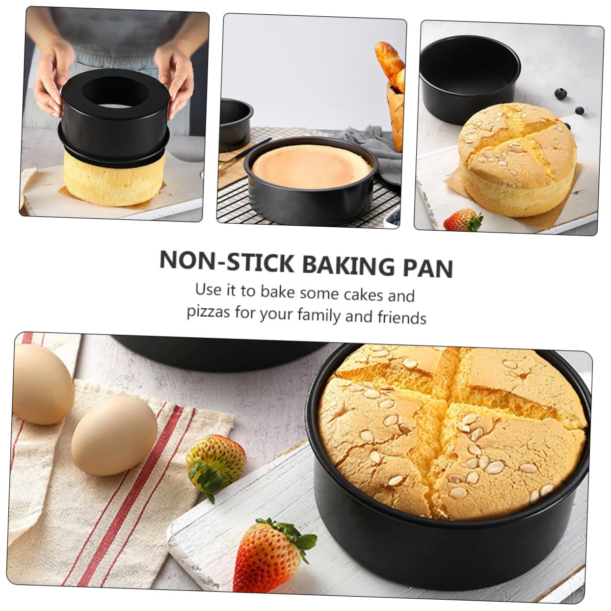 Artibetter 3 Stück Teiliges Backform mit Abnehmbarem Boden Kohlenstoffstahl Kuchenform mit Antihaftbeschichtung Wiederverwendbare Tarteform für Käsekuchen Mousse Gebäck Einfache Reinigung