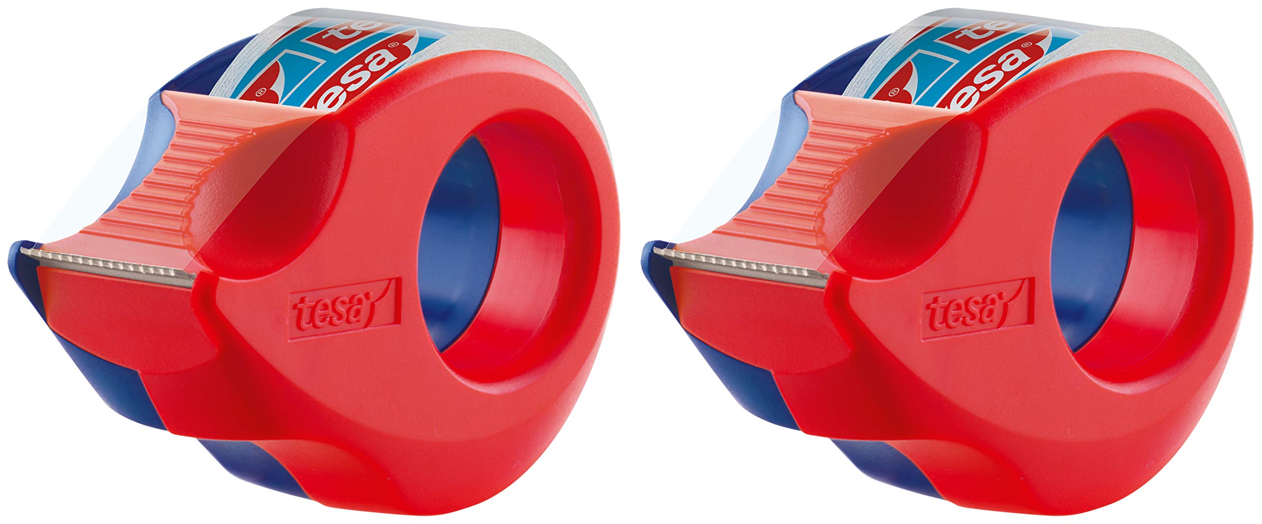 tesa 2 x 57858 Hand Dispenser Mini Clear (2 Pieces), Blue-red, Blue / Red, 2 - Pack