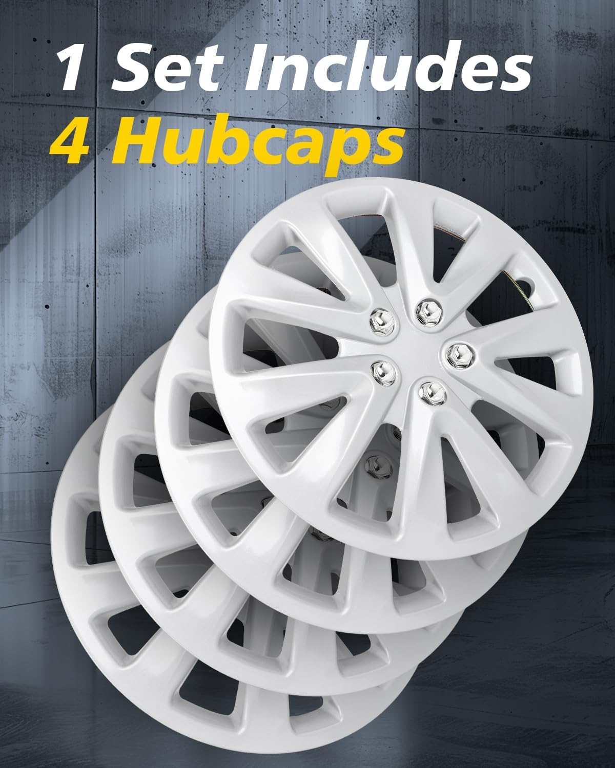 ROADFAR Wheel Covers Sold as a Complete Set of 4 Silver OEM Steel Wheel Hubcaps Rim 15"