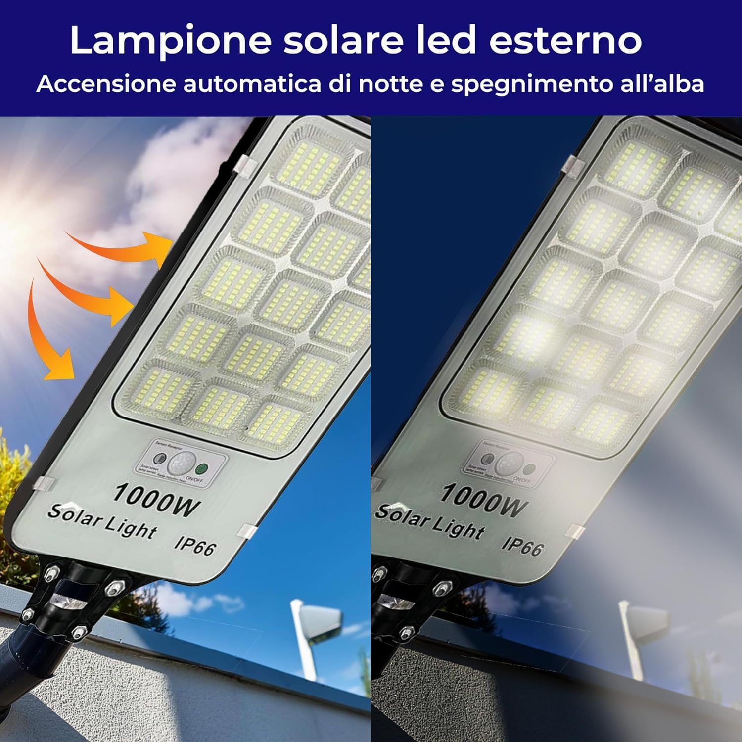 3 sztuki lamp solarnych LED 1000 W z czujnikiem zmierzchu i ruchem z pilotem zdalnego sterowania, lampa solarna 420 diod LED, IP66, 6500k