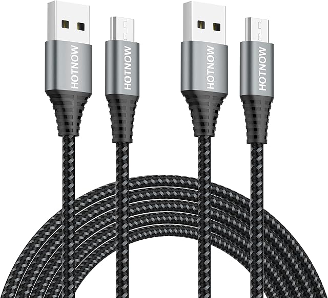 HOTNOW Micro USB Cable 1m 2 Pieces, USB2.0 Data sync and Fast Charging Nylon Braided Cord for Samsung Galaxy S6 S7