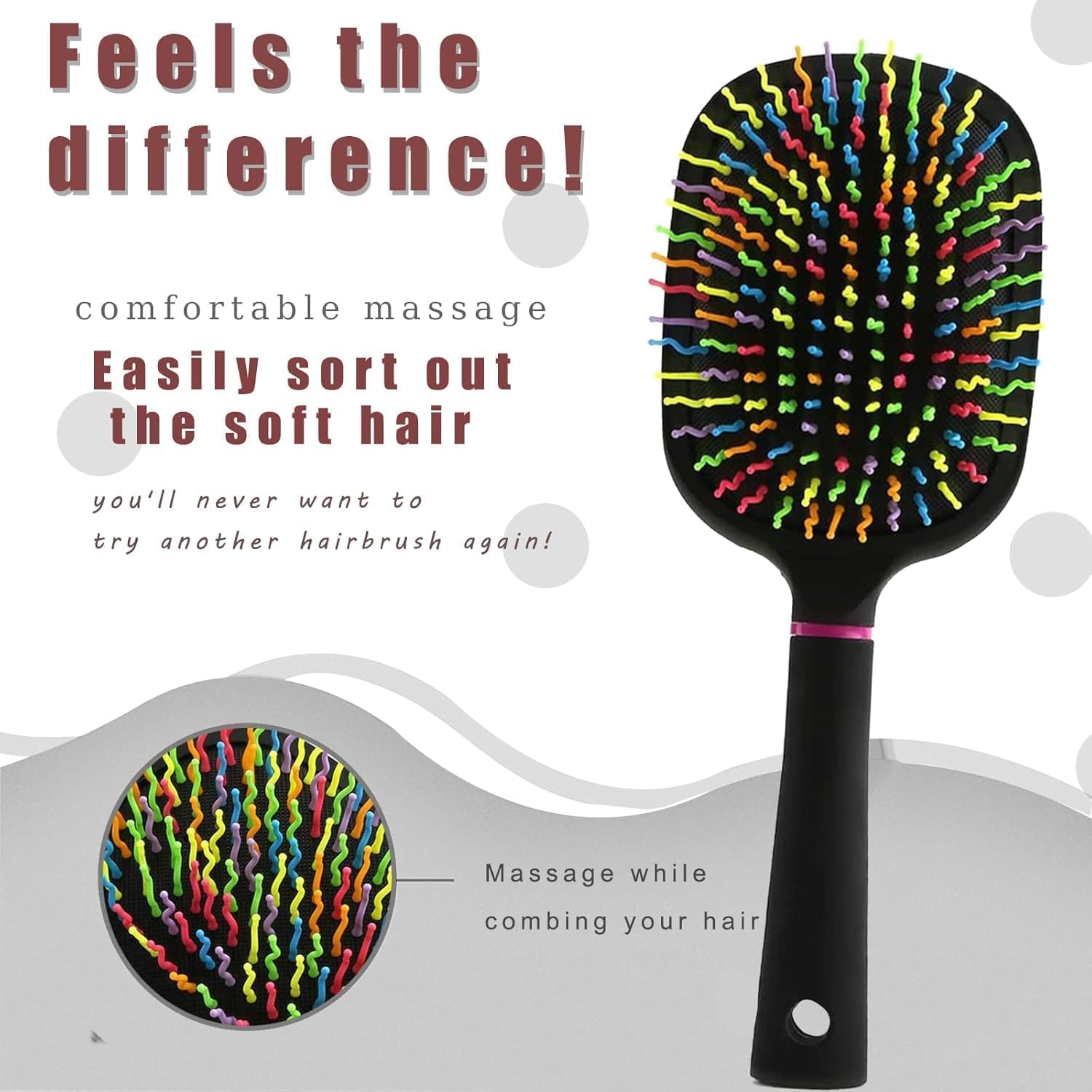 AISHIKEKE 1000RB Rainbow Paddle Criniera e Coda Spazzola Districante Plastica Forky Pettine per Cavalli