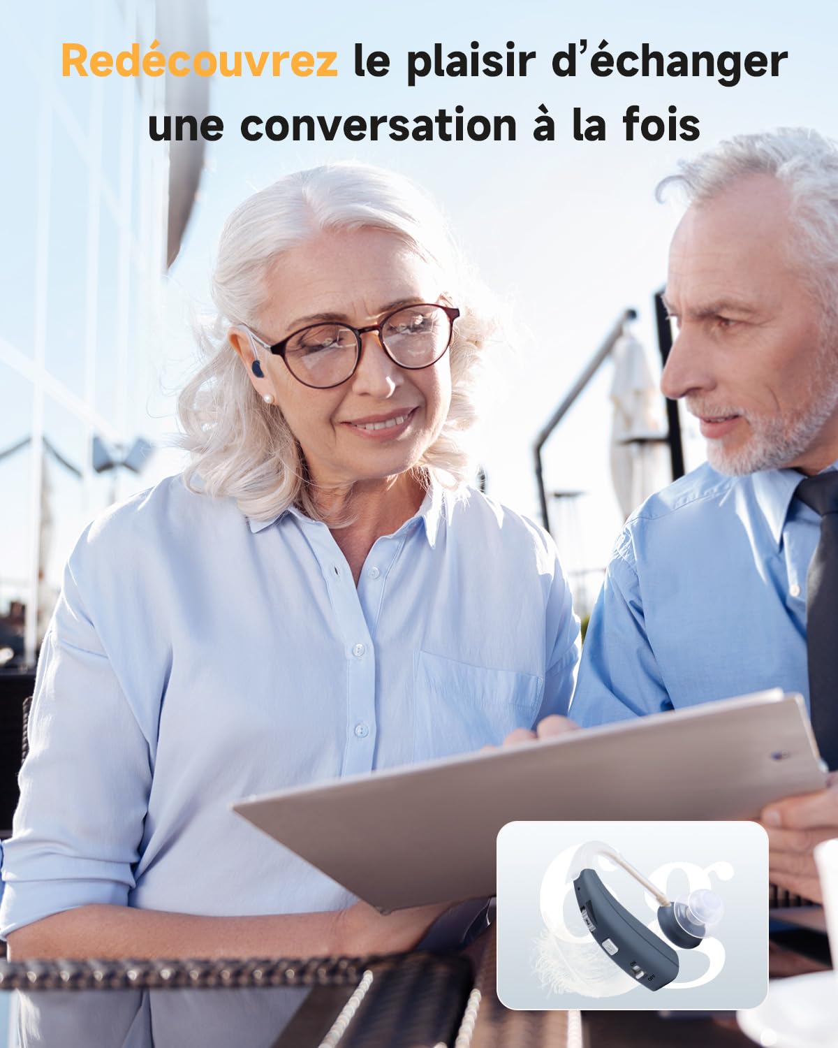 Britzgo Dispositif de réduction de bruit intelligent, autonomie longue durée, amplificateur de son portable,design contour d'oreille