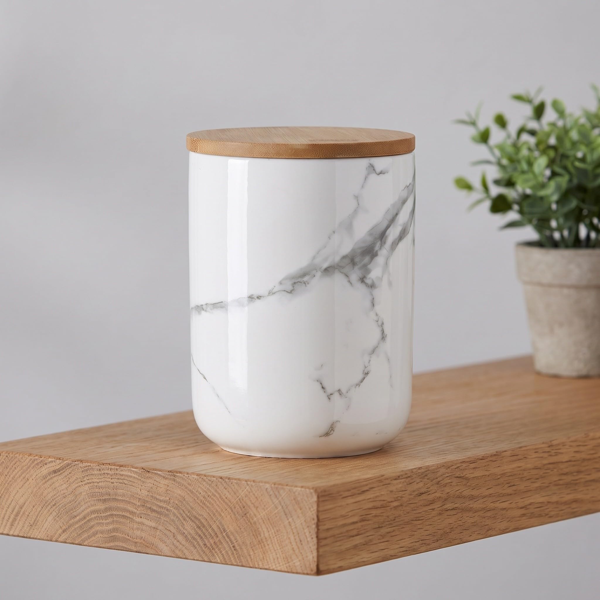 Zerodeko Bote de cerámica para almacenar alimentos: Tarro para té, azúcar y café con tapa hermética - Contenedor de 765 ml para galletas, dulces y especias, con elegante diseño de mármol, ideal