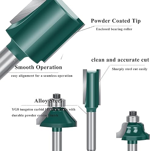 Miniatura 8 de LEATBUY - Juego de 43 brocas de fresado de 14 de pulgada con vástago de 14 de pulgada, ranura para lengua, herramienta de perforación para puerta,