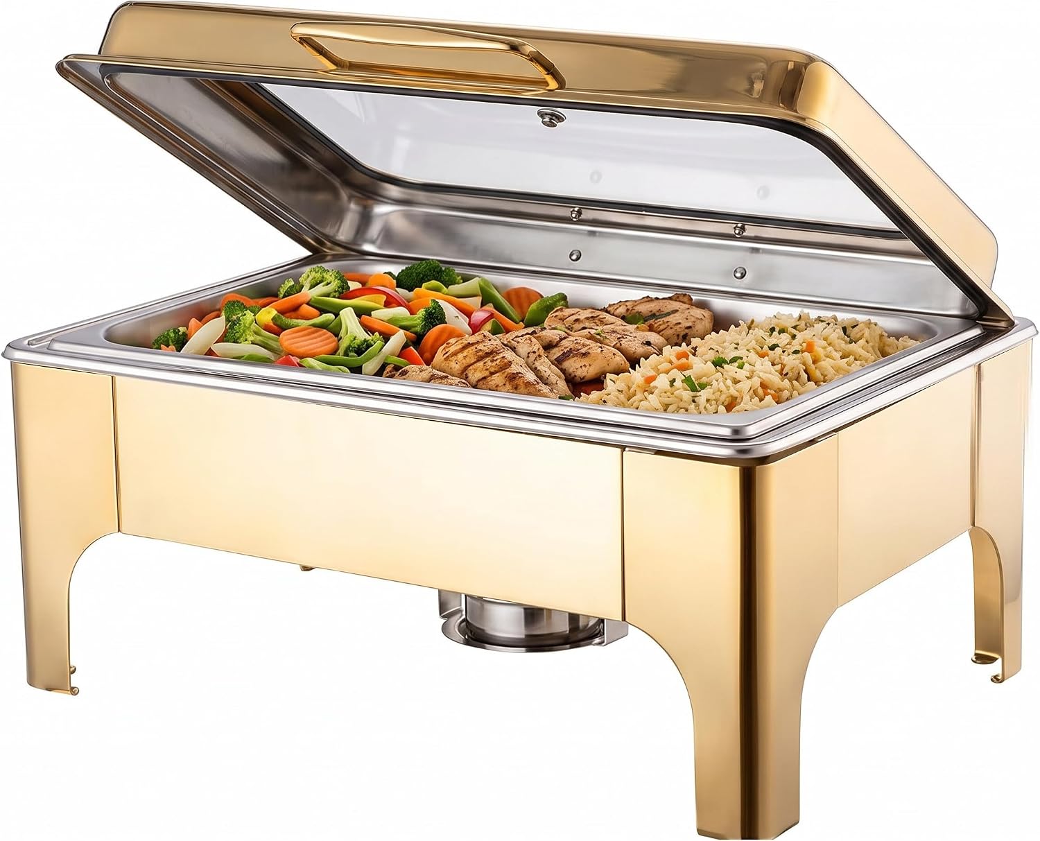 Chafing Dishes for Buffet,Roll Top 9QT Stainless Steel Chafers and Buffet Warmers Sets with Glass Lid for Parties Weddings Catering Events Dinners (Silver)