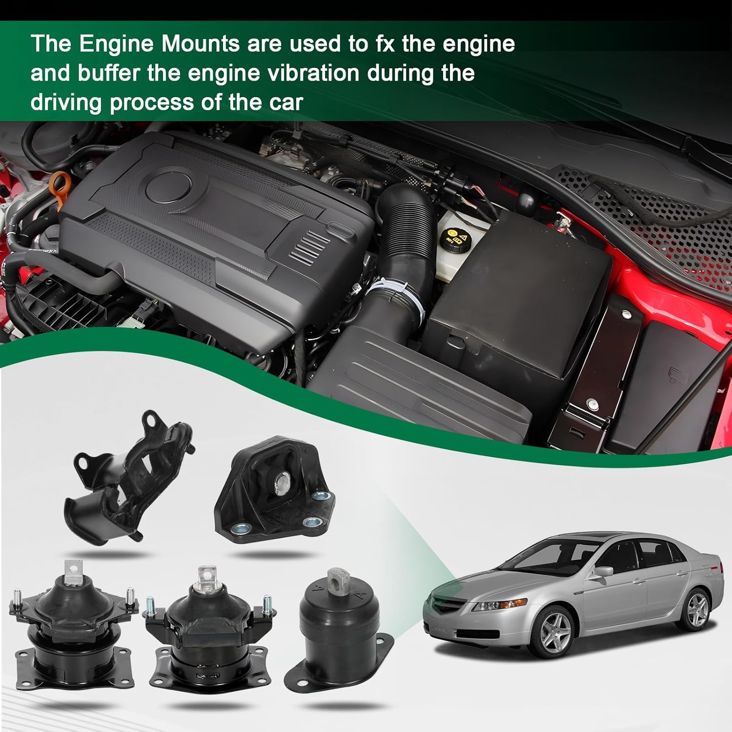 SCITOO Engine Motor and Trans Mounts Set Compatible with 2004-2006 for Acura TL,OE A4526HY A4517 A4566 A4599HY A4527 A4524 A4544 9247 9297 9451 9215 9220 EM-9247 EM-9297 EM-5984 EM-9215 EM-9220