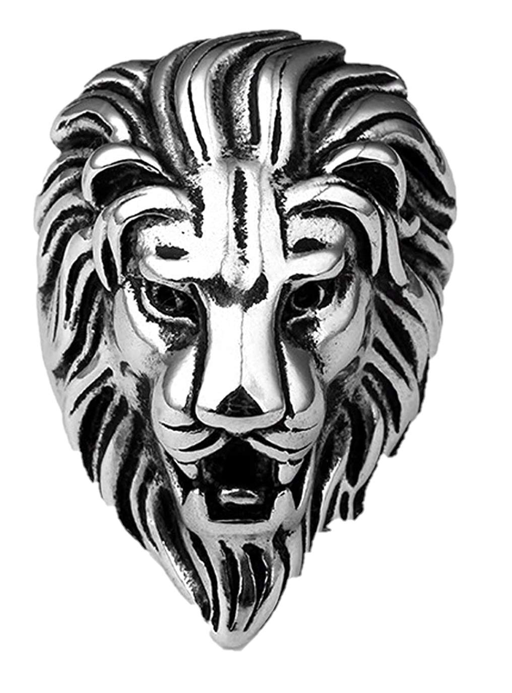 Buy V3E King Lion Head Ring Silver Colour for Men & Women Indian Size