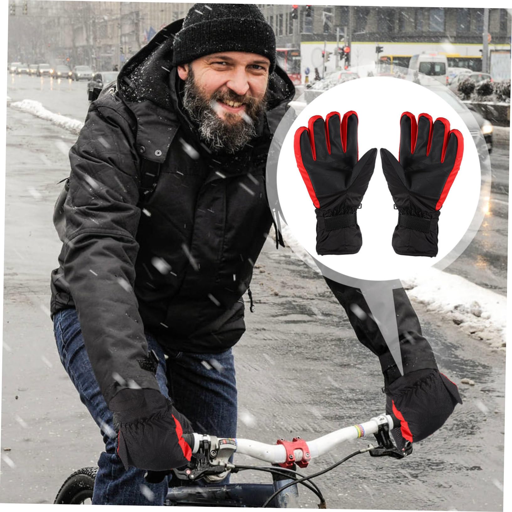 YARNOW Guanti riscaldati guanto termico thermal gloves guantini palestra riscaldatori guanti da ciclismo impermeabili Caldo mano guanti antivento guanto invernale Poliestere Black