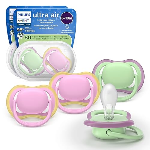 Philips Avent Chupetes Ultra Air - Diseño ortodóntico, para bebés de 6 a 18 meses, pezón simétrico de silicona suave, sin BPA, 2 estuches de