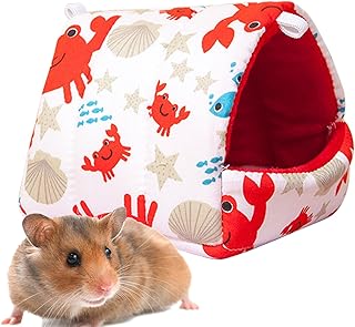 Cama de hamster de inverno – Esconderijo de caverna de animais pequenos lavável para hamsters – Camas de animais pequenos para mini ouriços, hamsters pequenos, hamsters anões, porquinho-da-índia, hamsters de urso de seda dourada Biset