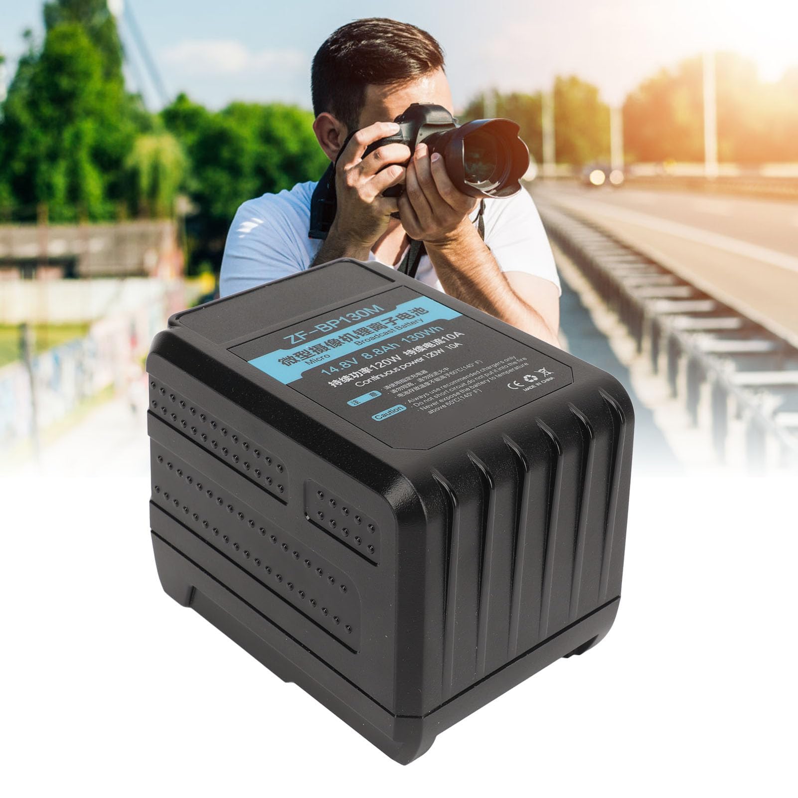 AMONIDA Batteria da 130 Wh con Attacco a V Ad Alta capacità, Leggera e Portatile per Apparecchiature Video, Potenza 8800 MAh, Ideale per i Fotografi