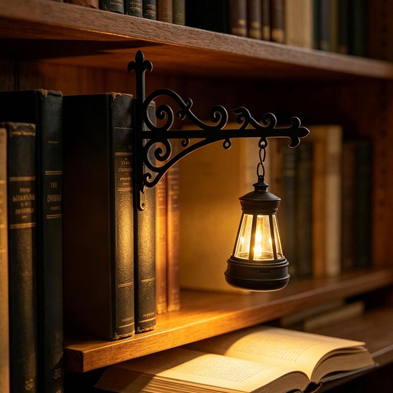 Library Lantern, Vintage Reading Nook LED Bookshelf Lamp (Lantern B)