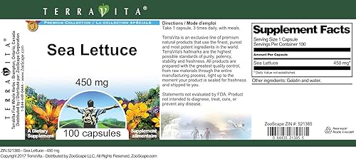 Miniatura 4 de Lechuga de mar - 450 mg (100 Cápsulas, ZIN 521385)