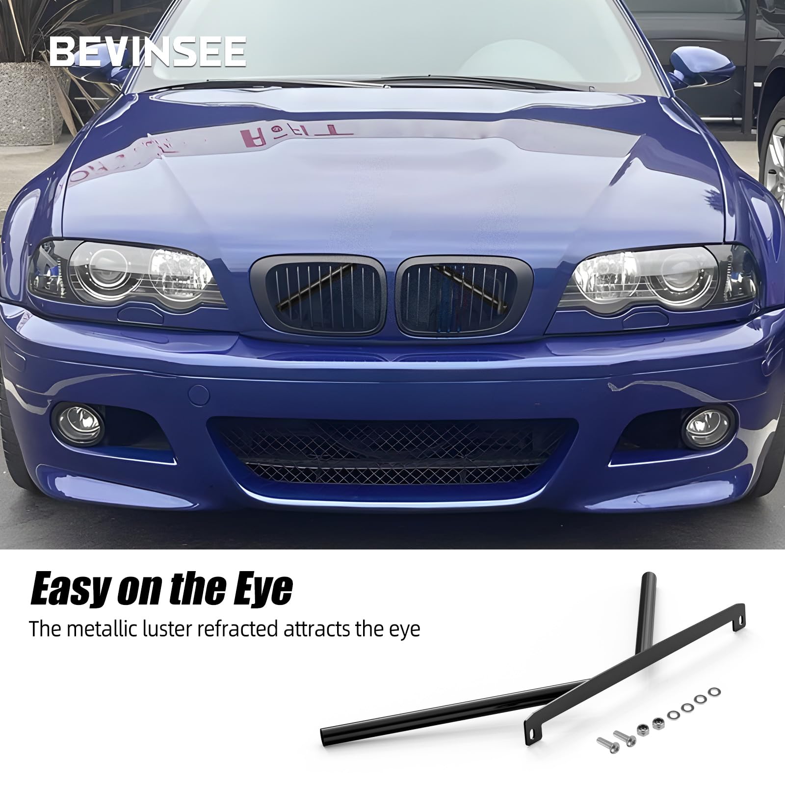 Bevinsee Nierenstreben-Stangen-Tuning-V-Strebe Compatible with E46 320i 323i 325i 328i 330i 330 Ci 330 xi 323 Ci 325 Ci, Schwarz