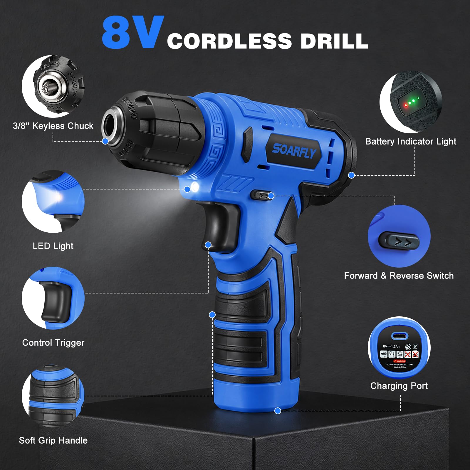 8V Cordless Drill Set - 157 Piece Tool Kit -3 8V Cordless Drill Set - 157 Piece Tool Kit -3