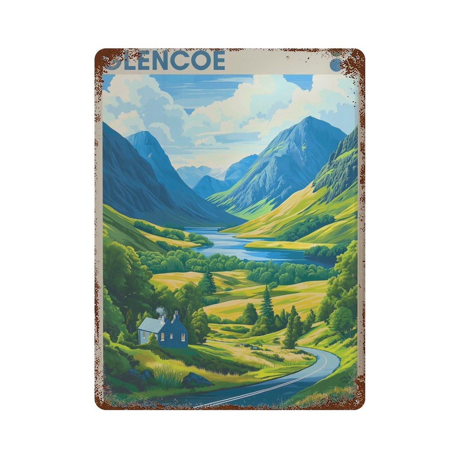xiaoxiaoshen Glencoe Scotland Travel Highlands Wall Decor Art Metal Tin Poster Modern Home Decor Art Home Bar Shop Decorations Vintage Sign 40x30cm