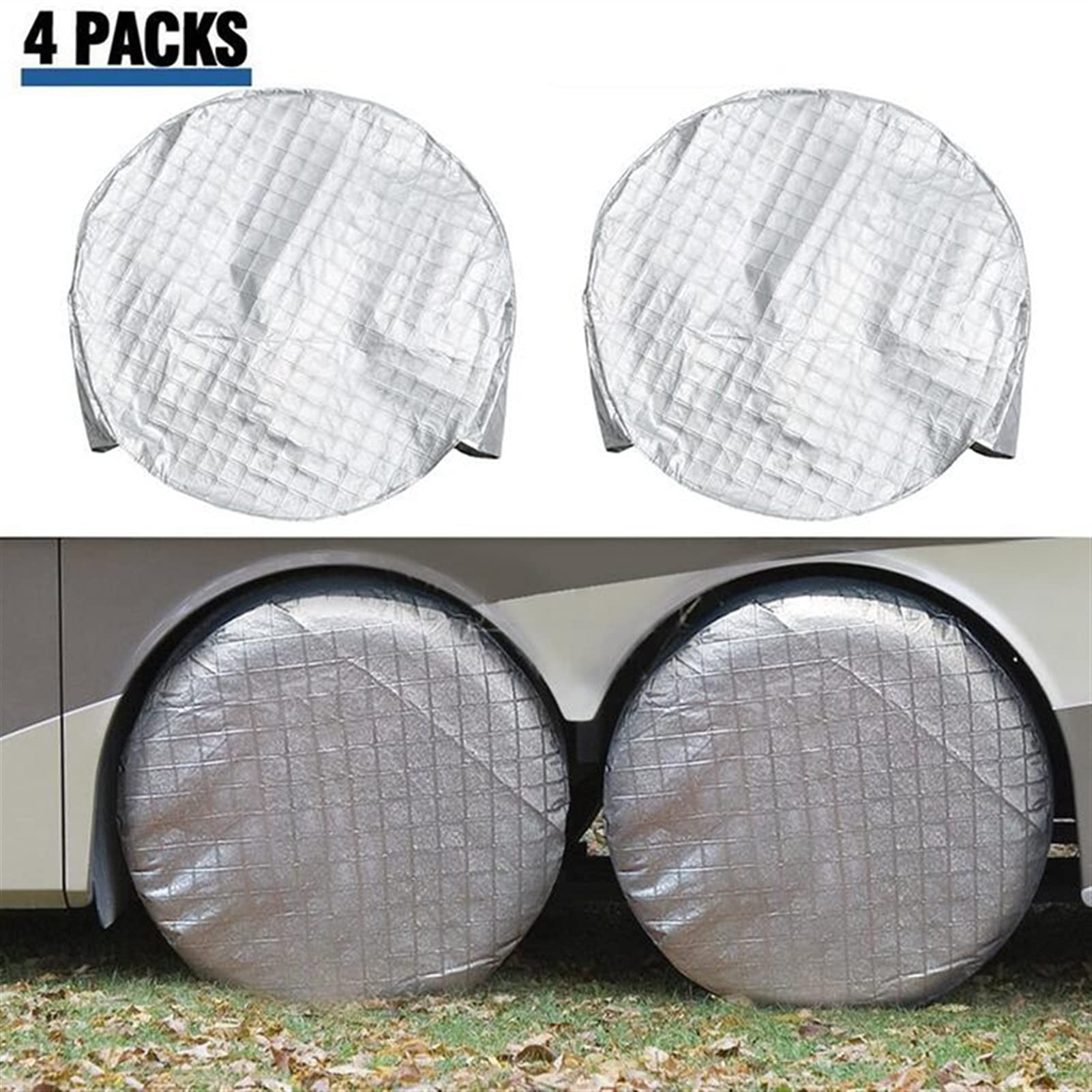 Funda Rueda Repuesto Cubierta de neumáticos recubierta recubierta de papel de aluminio de 4pcs / conjunto para el remolque de camiones RV para la cubierta de la rueda impermeable del autocaravana de l