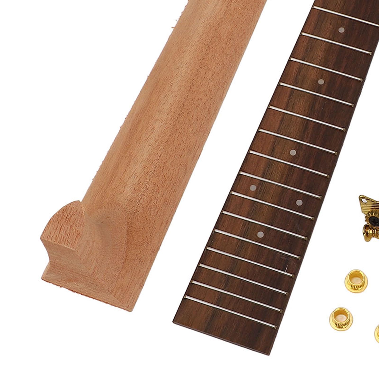 Akozon Kit de Reemplazo de Diapasón de Mástil de Ukelele - Kit de Fabricación de Mástil de Ukelele de 23 Pulgadas - Accesorios para Instrumentos Musicales