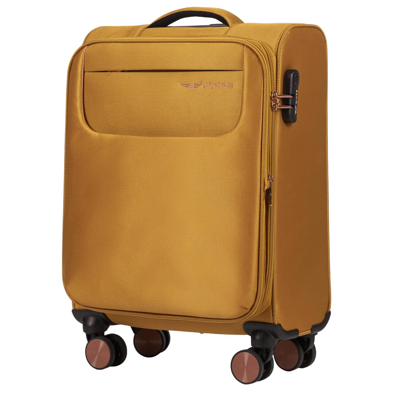 Wings Tern walizka kabinowa 20", żółta, 38 l, uchwyt teleskopowy, kółka 360°, zamek TSA, żółty, 55,5x38,5x19,5, Walizka