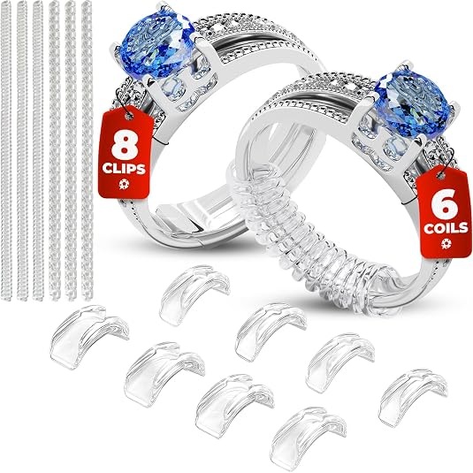 Ring Sizers for Loose Rings - 8 Easy-Clip Adjusters and 6 Coil ...
