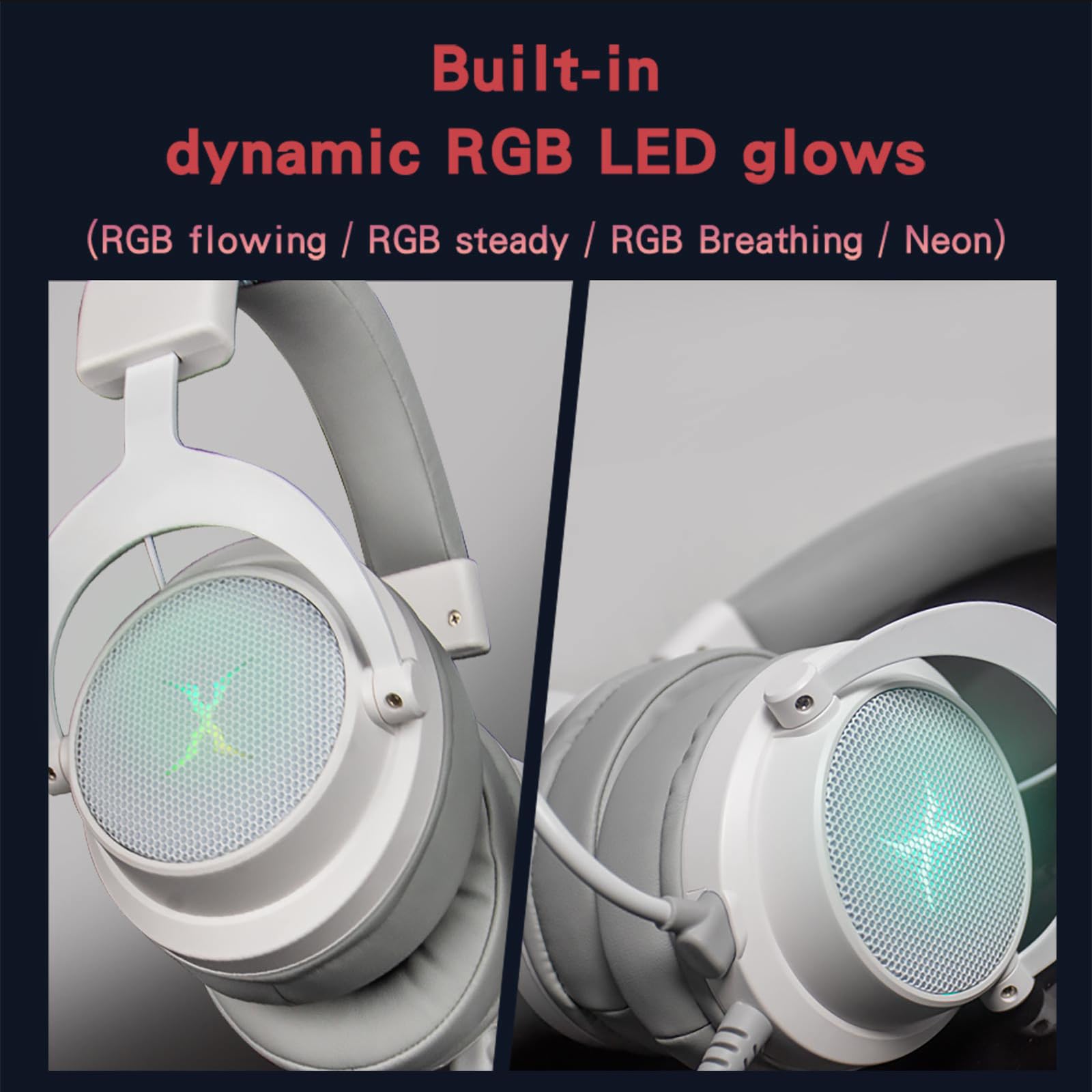 FOXXRAY HAU-37 - Auriculares USB para juegos para PC, auriculares de computadora con micrófono, sonido envolvente 7.1, controladores dinámicos de 50 mm, luz RGB, auriculares con cable para PS4, PS5