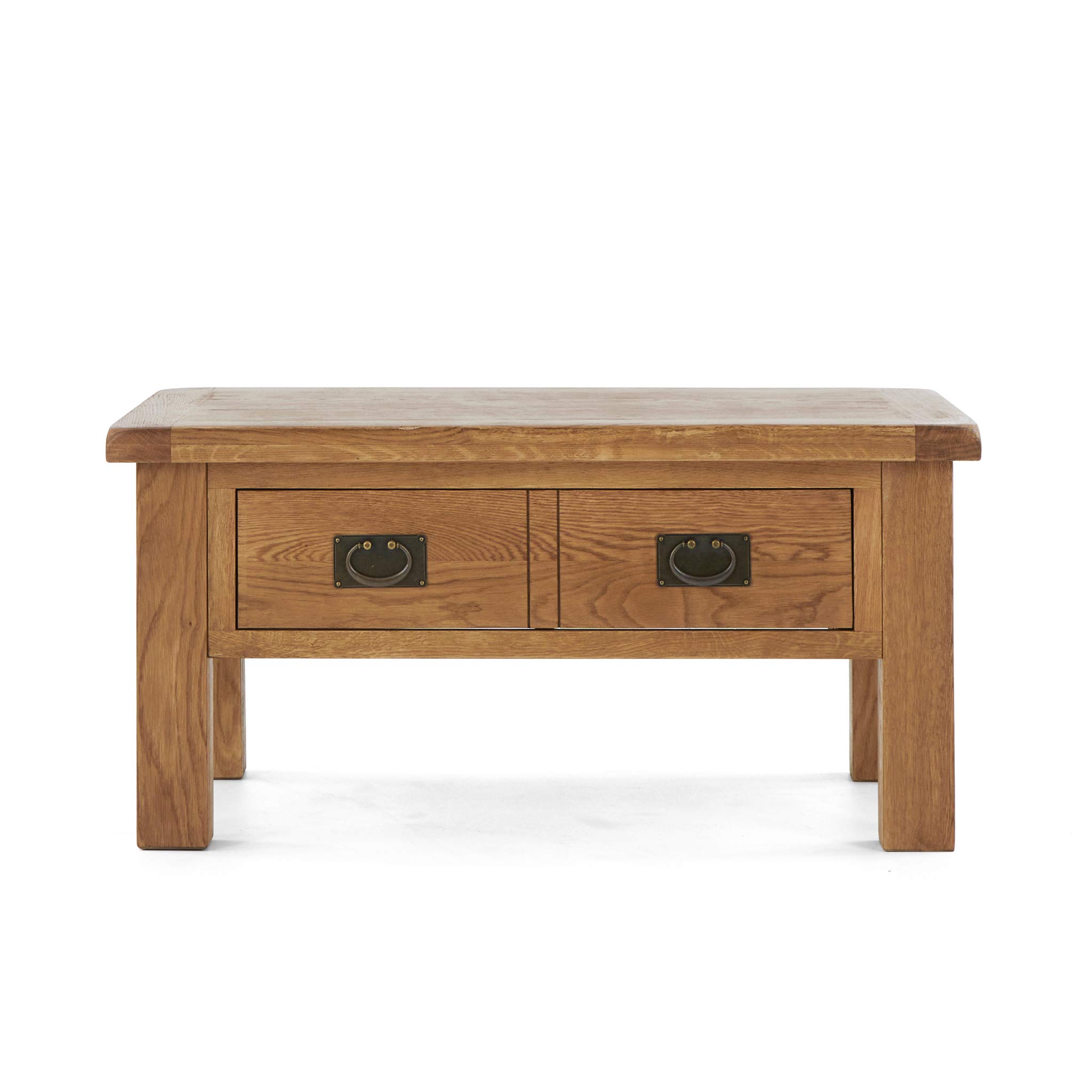 RoselandFurniture Zelah Oak Coffee Table with Drawers Rustic Solid