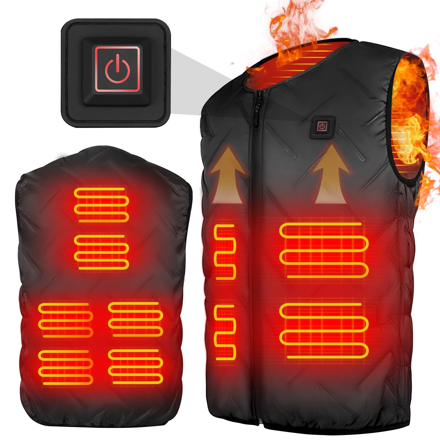 upstartech Gilet Riscaldato Uomo Donna, Moto Giubbotto Riscaldato Elettrico USB Lavabile con 3 Impostazione della Temperatura per All'aperto Lavoro, Pesca, Caccia e Campeggio (Senza Batteria)