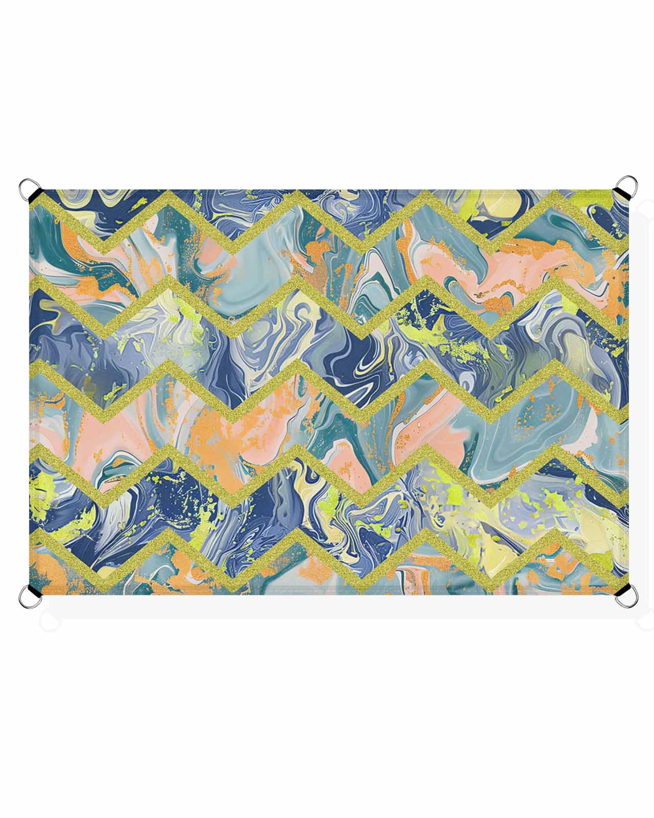 Golden Marble Sun Shade Sail Waterproof Rectangle, UV Block Sail Shade Canopy Awning Outdoor Privacy Shade Cover for Patio Pergola Deck Backyard 8'x10' Geometric Navy Blue Abstract Aesthetics Art