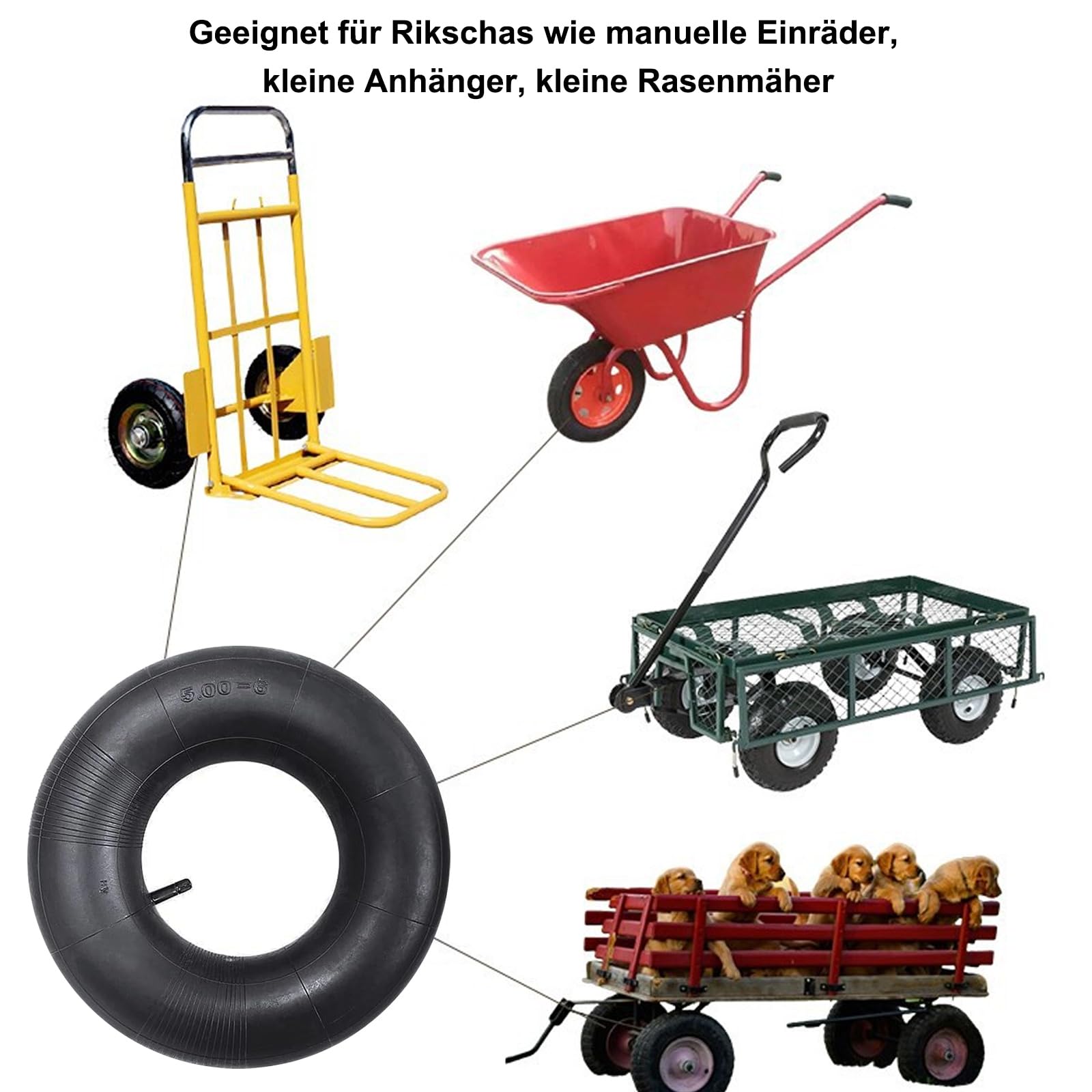 Produktbild von QWORK Schlauch Reifen 13x5.00-6 - 2 Stück Ersatzschläuche Für Schubkarren