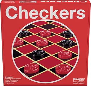 Jeu classique de dames Pressman avec plateau pliant et dames emboîtables, édition bilingue | 2 joueurs, à partir de 6 ans