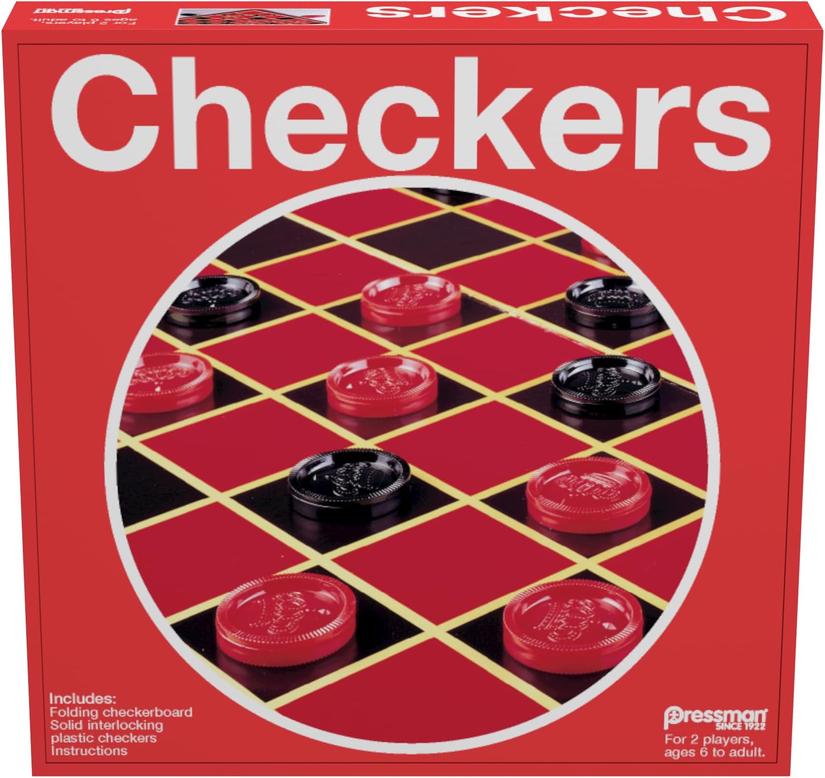 Pressman Checkers -- Classic Game With Folding Board and Interlocking Checkers ,5"